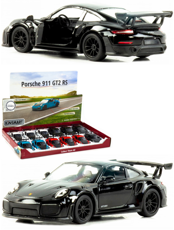 Металлическая машинка Kinsmart 1:36 «Porsche 911 GT2 RS» KT5408D, инерционная / Черный