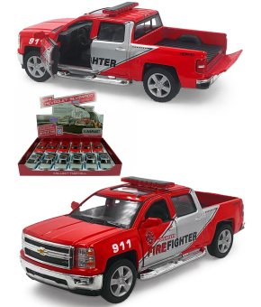 Машинка металлическая Kinsmart 1:46 «2014 Chevrolet Silverado (Fire Fighter)» KT5381DPR инерционная / Красный