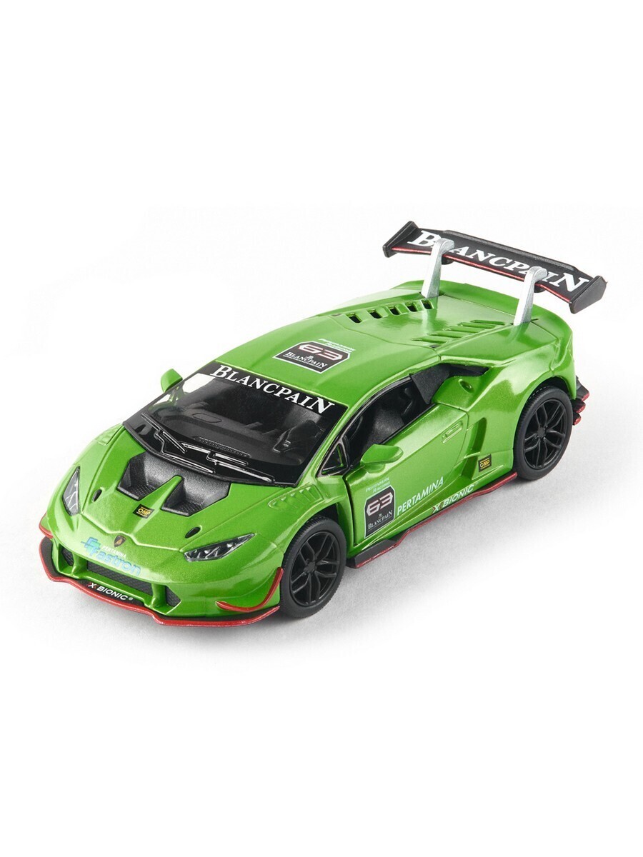 Металлическая машинка Kinsmart 1:36 «Lamborghini Huracan LP620-2 Super Trofeo» KT5389D, инерционная / Зеленый