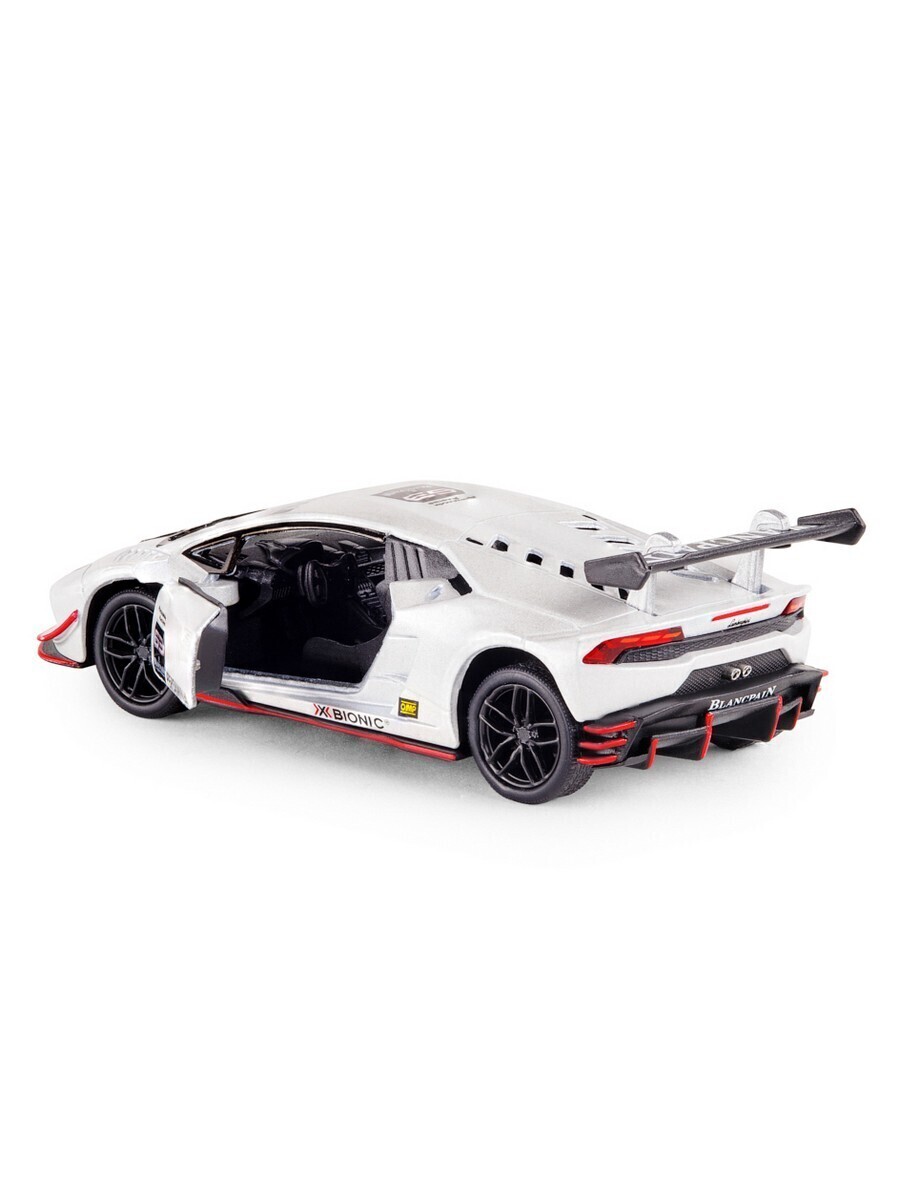 Металлическая машинка Kinsmart 1:36 «Lamborghini Huracan LP620-2 Super Trofeo» KT5389D, инерционная / Белый