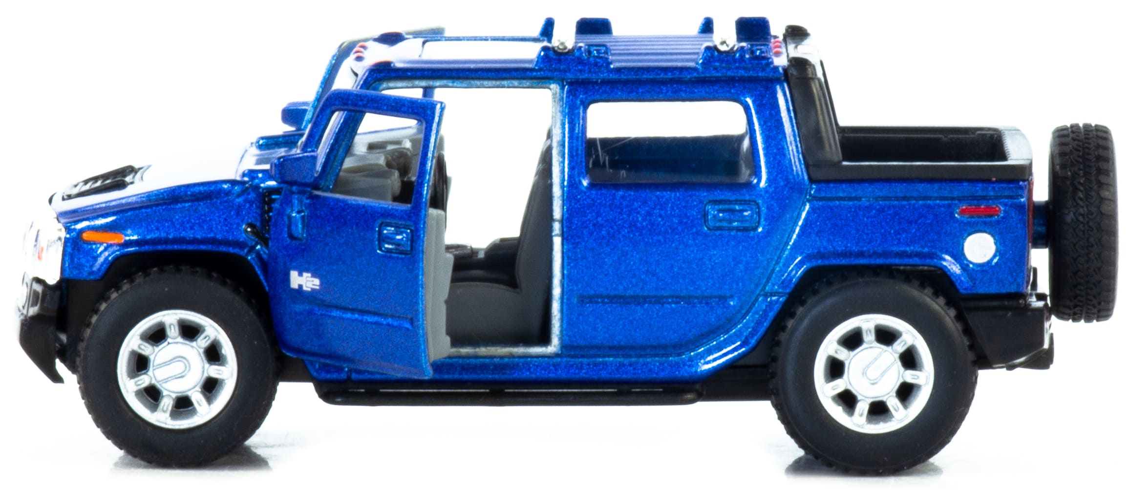 Металлическая машинка Kinsmart 1:40 «2005 Hummer H2 SUT» В инерционная в инд. коробке / Синий