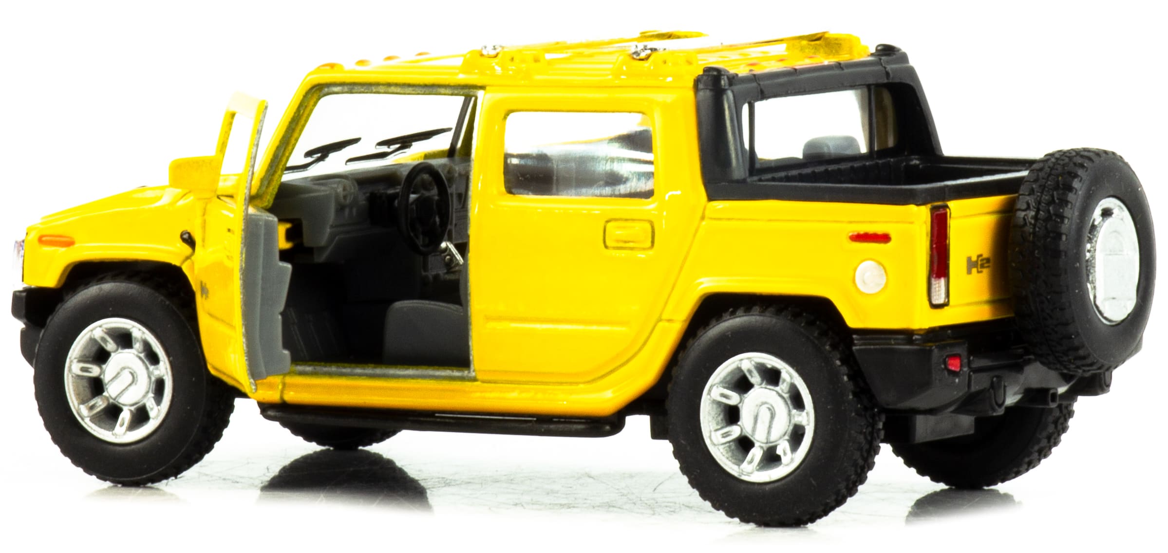 Металлическая машинка Kinsmart 1:40 «2005 Hummer H2 SUT» KT5097W инерционная в инд. коробке / Желтый