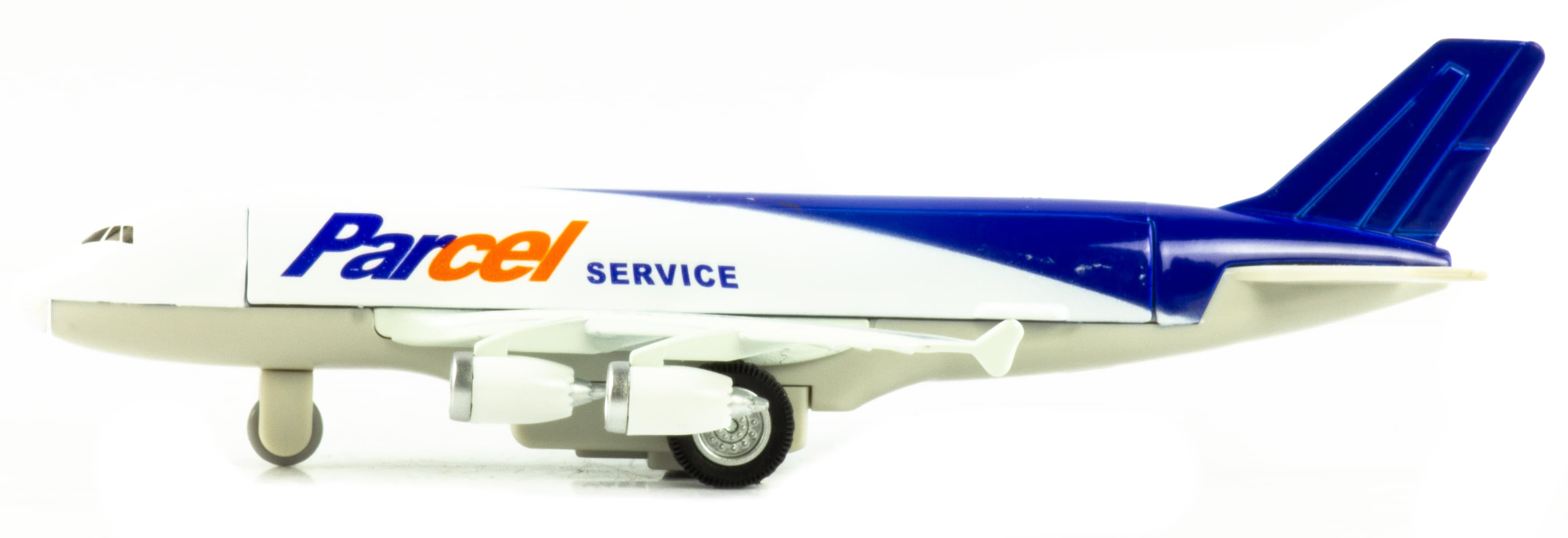 Металлический самолет «Parcel Service» 19 см. 805, инерционный, Sceno Jet, / Бело-синий