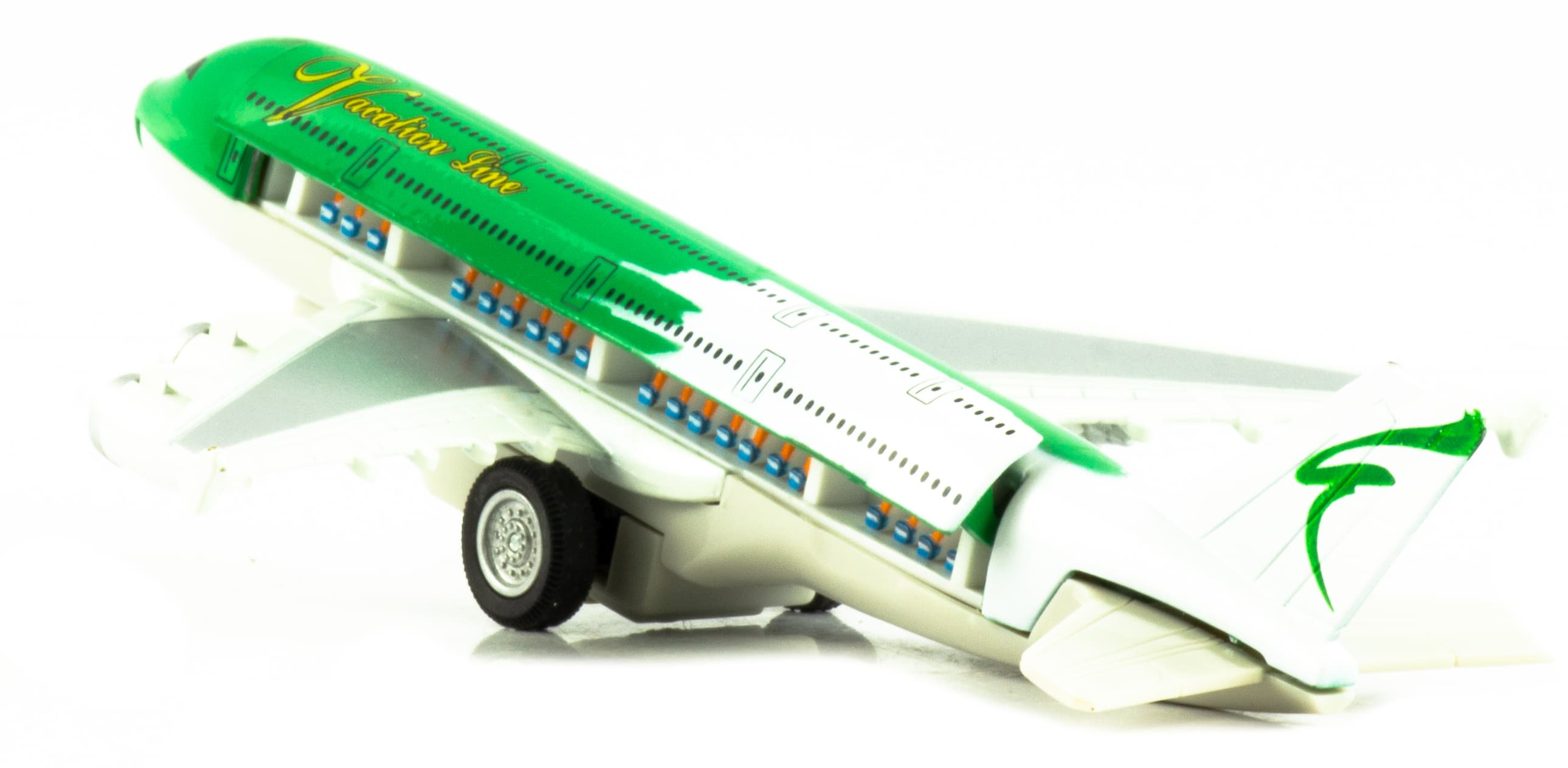 Металлический самолет «Vacation Line» 19 см. 805, инерционный, Sceno Jet, / Бело-зеленый