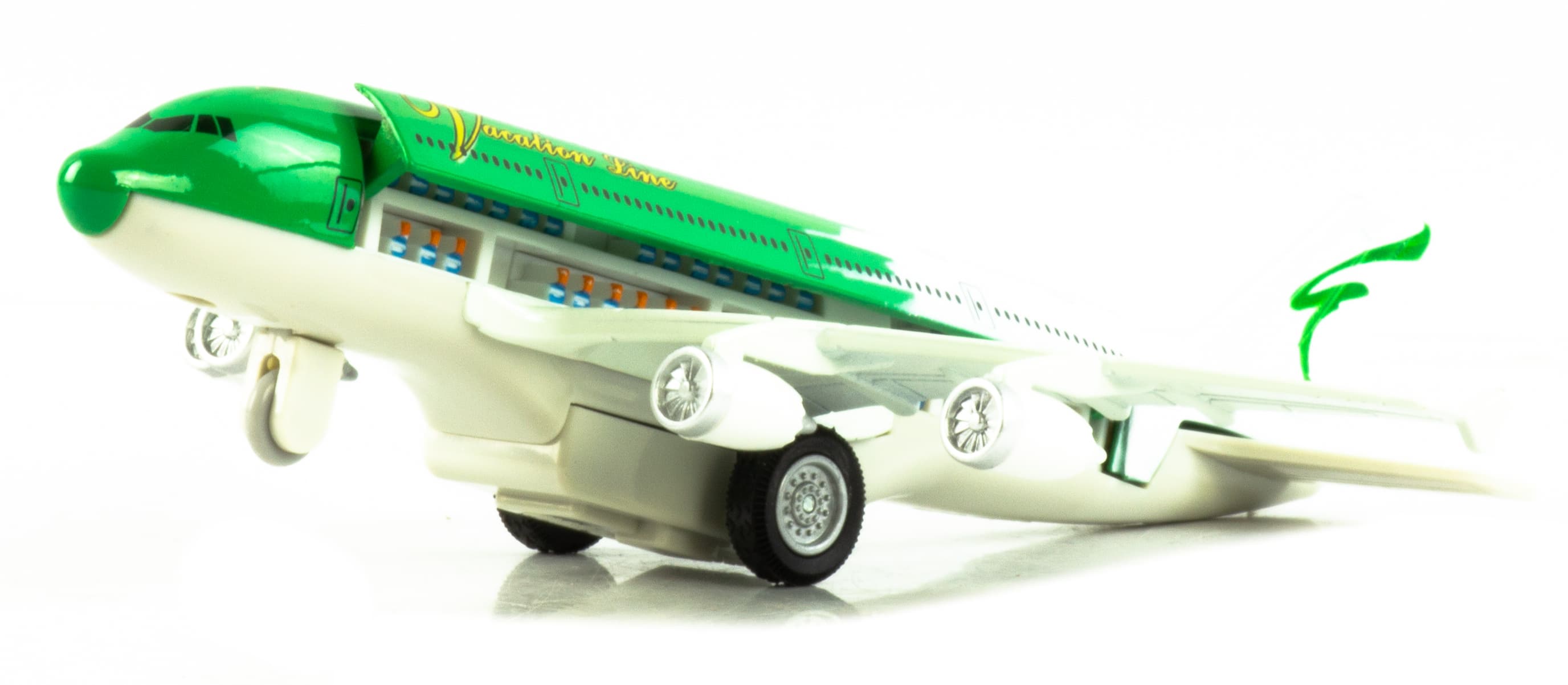 Металлический самолет «Vacation Line» 19 см. 805, инерционный, Sceno Jet, / Бело-зеленый