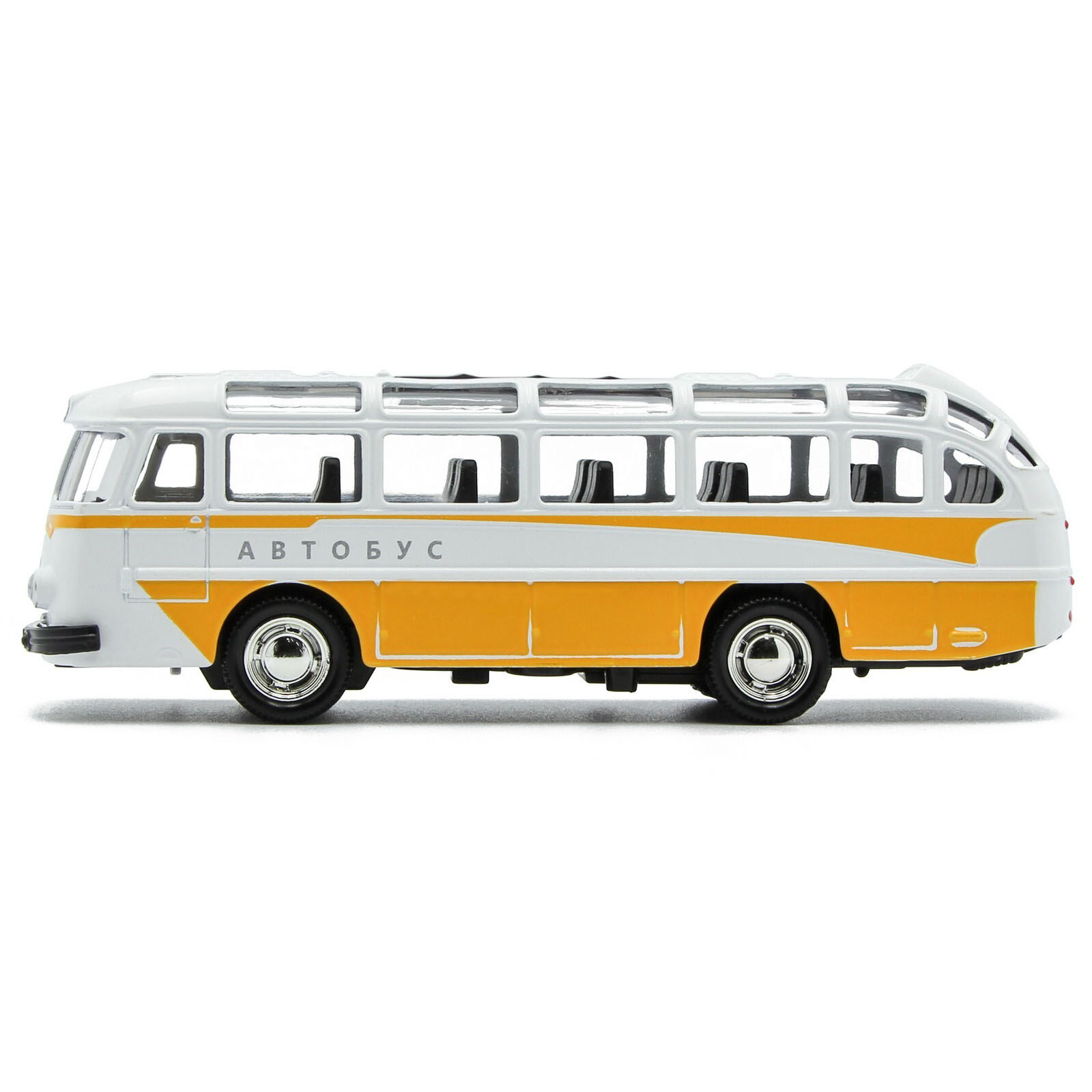 Металлический автобус 1:32 «ЛАЗ 697-Е («Турист»)» 14.5 см. A1814-12D, инерционный, свет, звук / Желтый