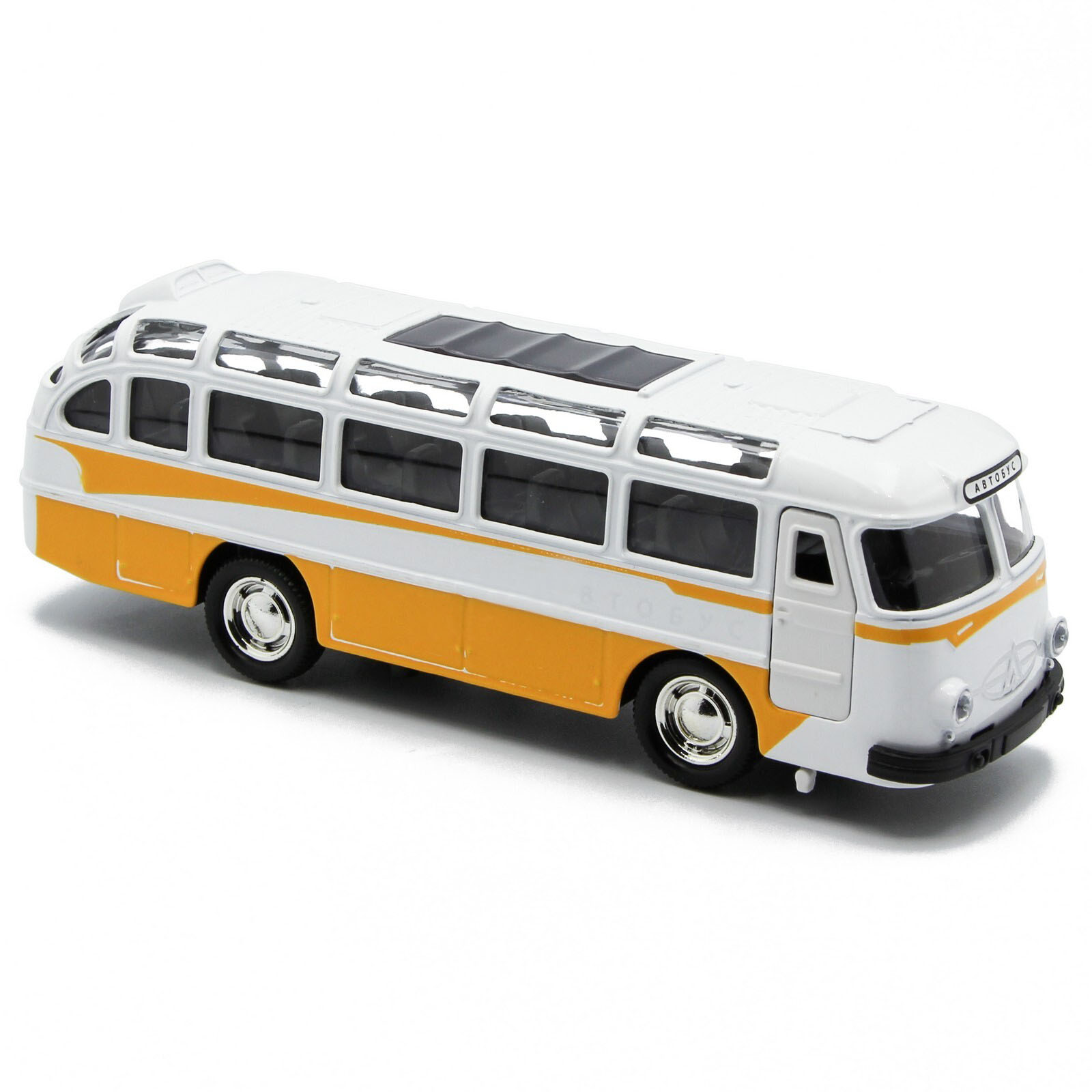 Металлический автобус 1:32 «ЛАЗ 697-Е («Турист»)» 14.5 см. A1814-12D, инерционный, свет, звук / Желтый