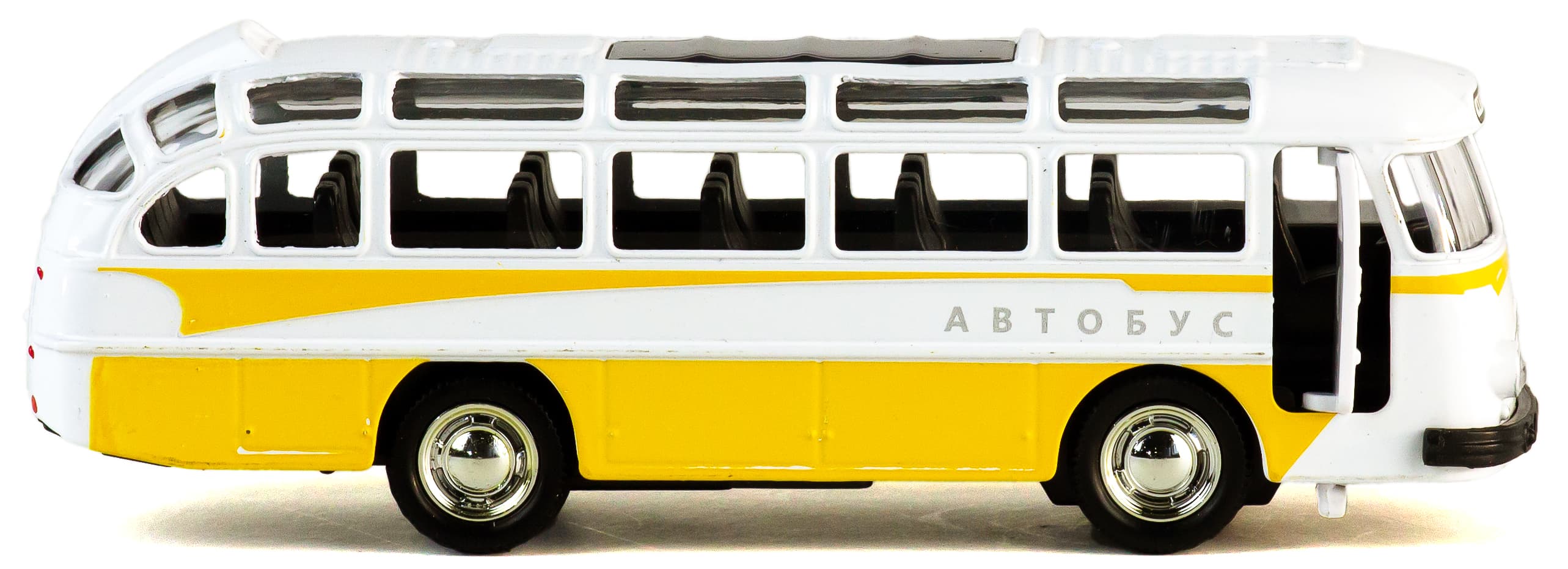 Металлический автобус 1:32 «ЛАЗ 697-Е («Турист»)» 14.5 см. A1814-12D, инерционный, свет, звук / Желтый