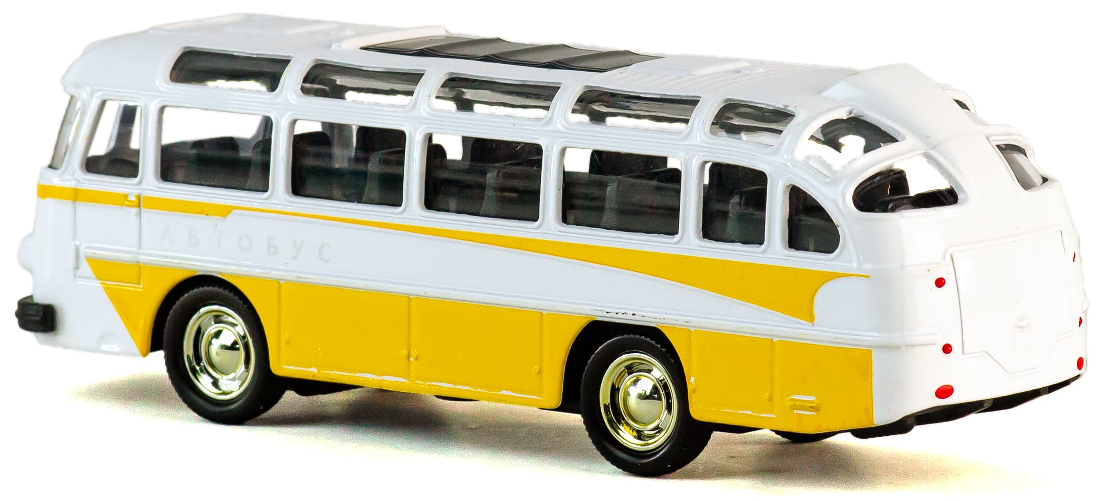 Металлический автобус 1:32 «ЛАЗ 697-Е («Турист»)» 14.5 см. A1814-12D, инерционный, свет, звук / Желтый