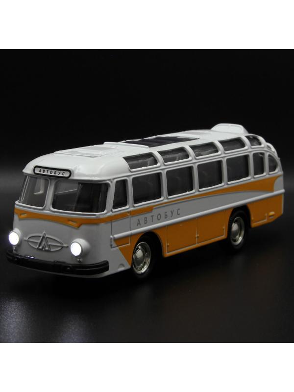 Металлический автобус 1:32 «ЛАЗ 697-Е («Турист»)» 14.5 см. A1814-12D, инерционный, свет, звук / Желтый