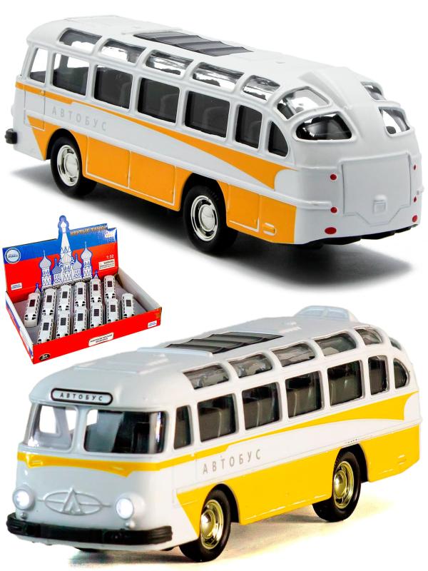 Металлический автобус 1:32 «ЛАЗ 697-Е («Турист»)» 14.5 см. A1814-12D, инерционный, свет, звук / Желтый