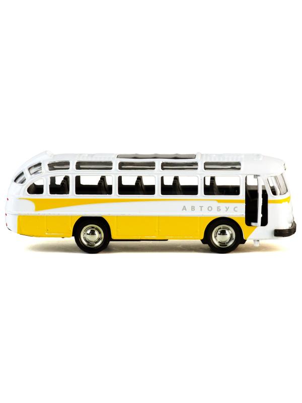 Металлический автобус 1:32 «ЛАЗ 697-Е («Турист»)» 14.5 см. A1814-12D, инерционный, свет, звук / Желтый