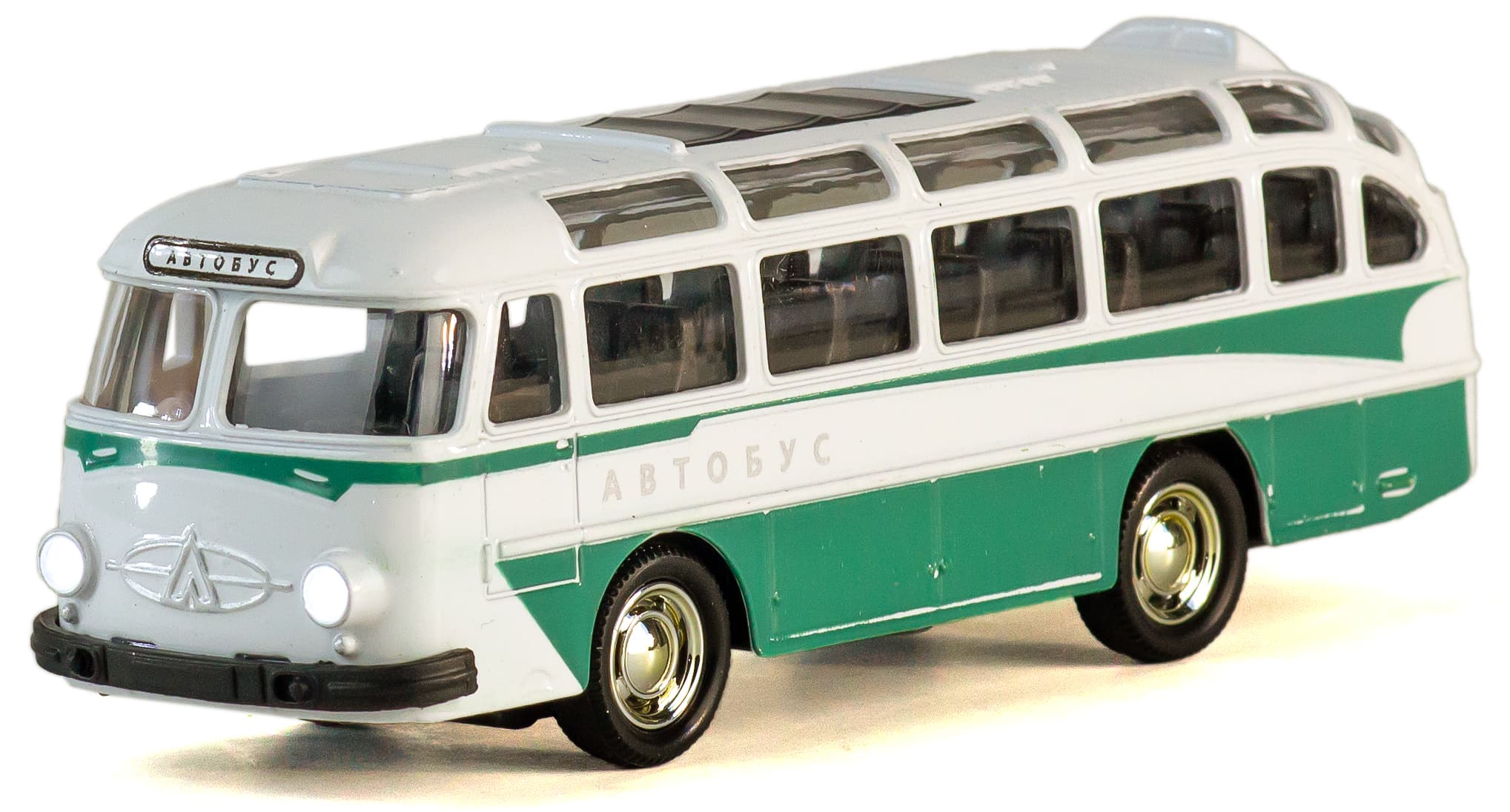 Металлический автобус 1:32 «ЛАЗ 697-Е («Турист»)» 14.5 см. A1814-12D, инерционный, свет, звук / Зеленый
