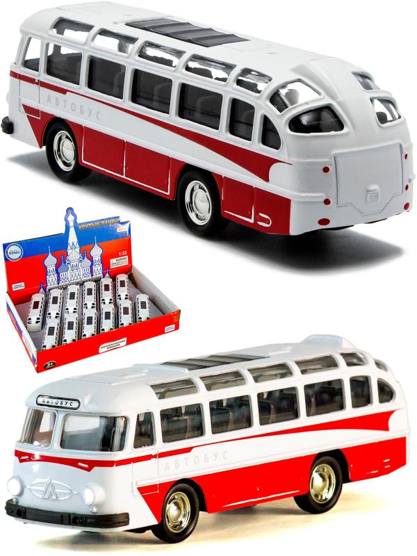 Металлический автобус 1:32 «ЛАЗ 697-Е («Турист»)» 14.5 см. A1814-12D, инерционный, свет, звук / Красный