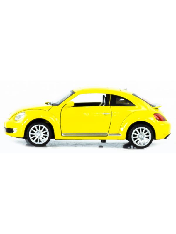Металлическая машинка Wanbao 1:24 «Volkswagen Beetle New» 617D, инерционная, свет, звук / Желтый