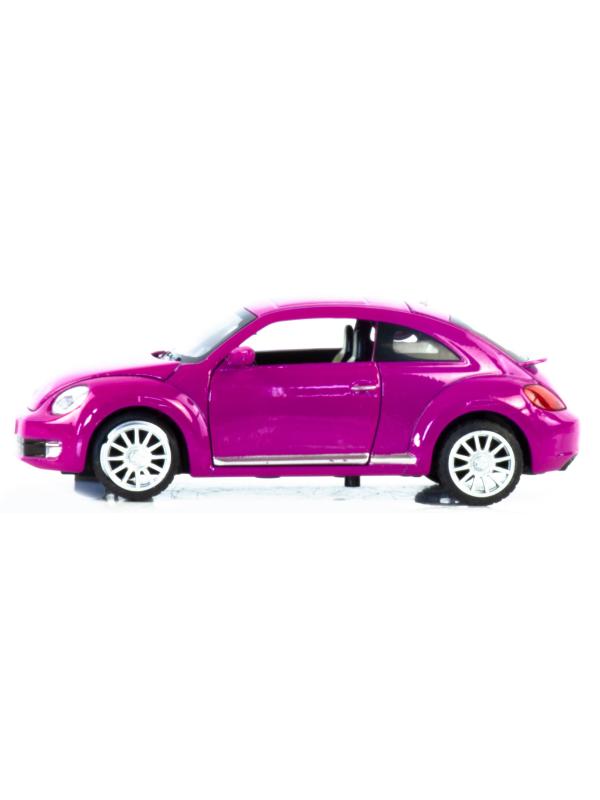 Металлическая машинка Wanbao 1:24 «Volkswagen Beetle New» 617D, инерционная, свет, звук / Сиреневый