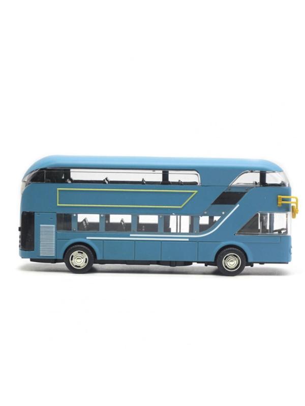 Металлический двухэтажный автобус Yeading 1:48 «Лондонский Винтаж» 18 см. 6629А инерционный, свет, звук / Голубой