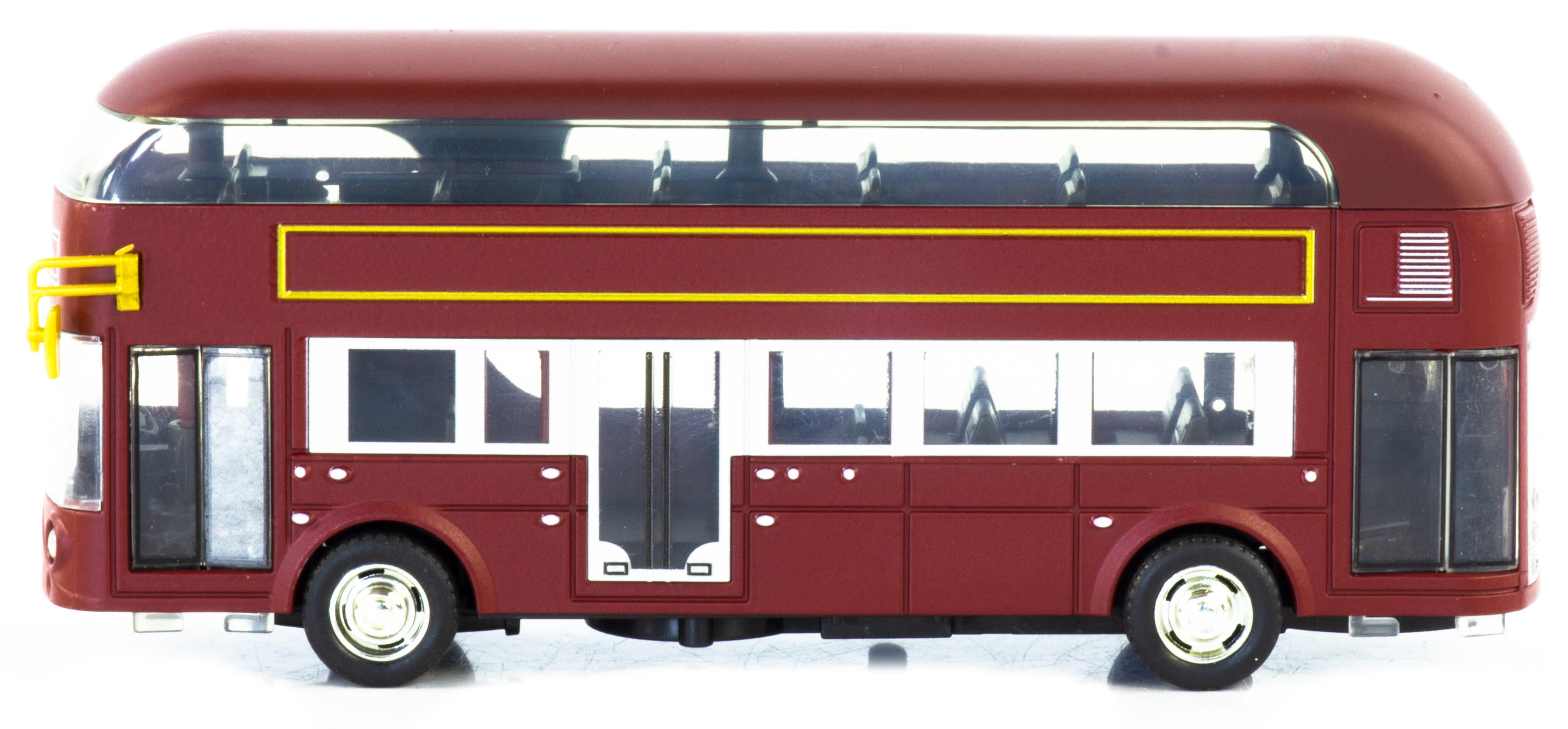 Металлический двухэтажный автобус Yeading 1:48 «Лондонский Винтаж» 18 см. 6629А инерционный, свет, звук / Бордовый