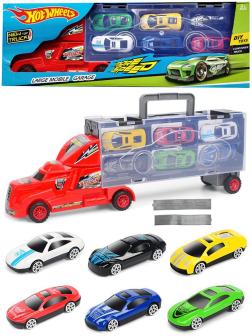 Игровой набор DIY Toys Hot Wheels «Трейлер с металлическими машинками 6 шт.» 40 см., А92 / Микс