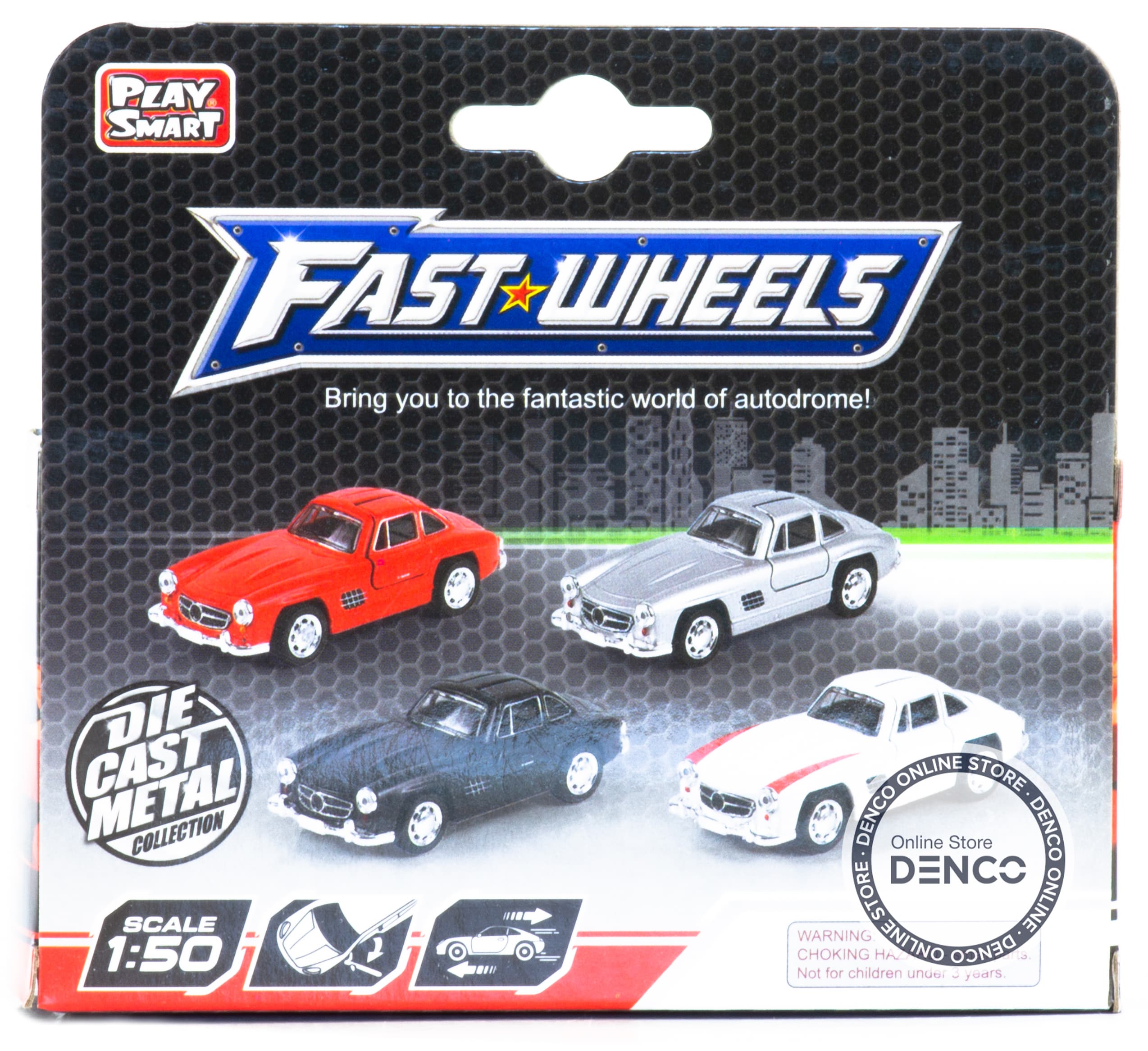 Металлическая машина Play Smart 1:47 «Mercedes SL300» 6526WC инерционная / Серебристый