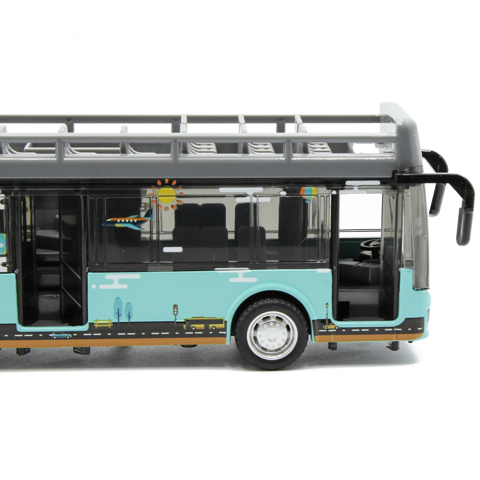 Металлический автобус Yeading 1:48 «City-Bus» 19.5 см. 6630А инерционный, свет, звук / Бирюзовый
