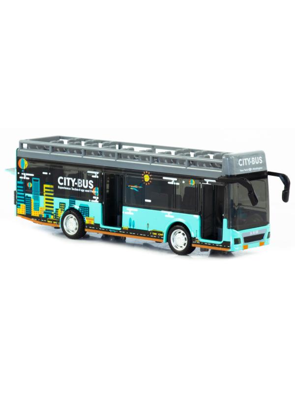 Металлический автобус Yeading 1:48 «City-Bus» 19.5 см. 6630А инерционный, свет, звук / Бирюзовый