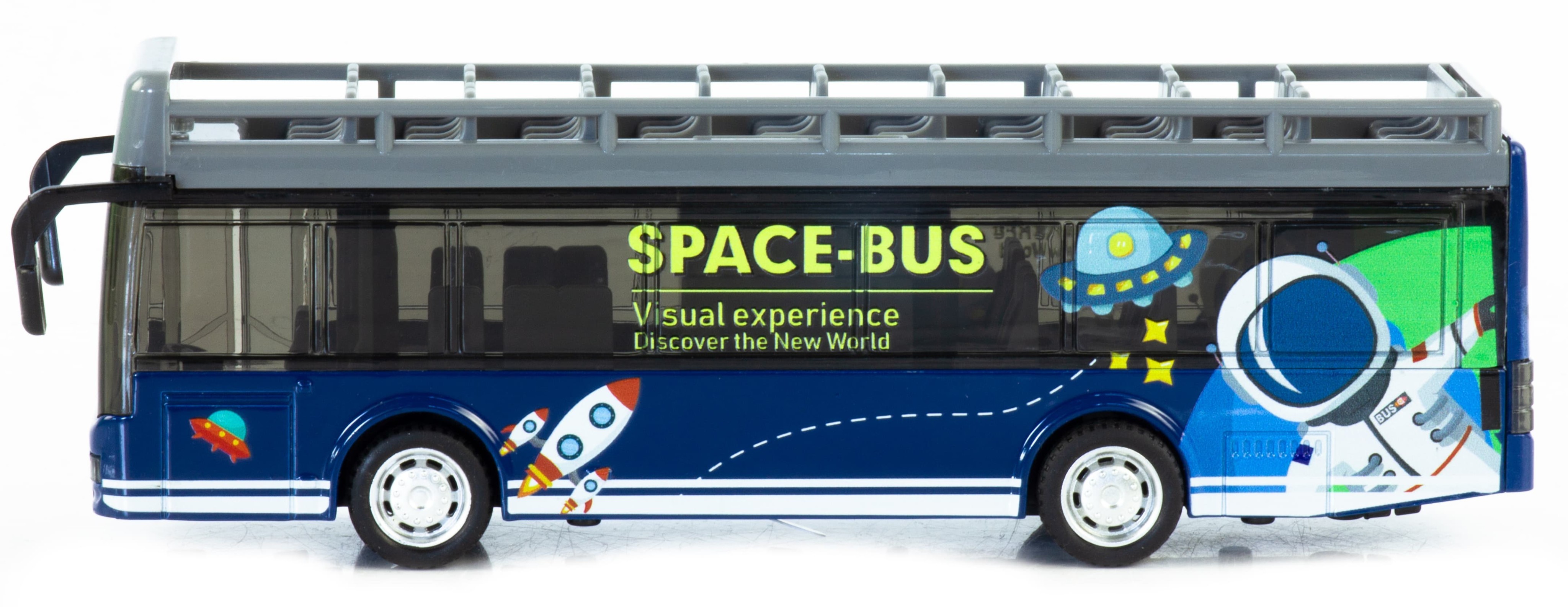 Металлический автобус Yeading 1:48 «Space-Bus» 19.5 см. 6630А инерционный, свет, звук / Синий