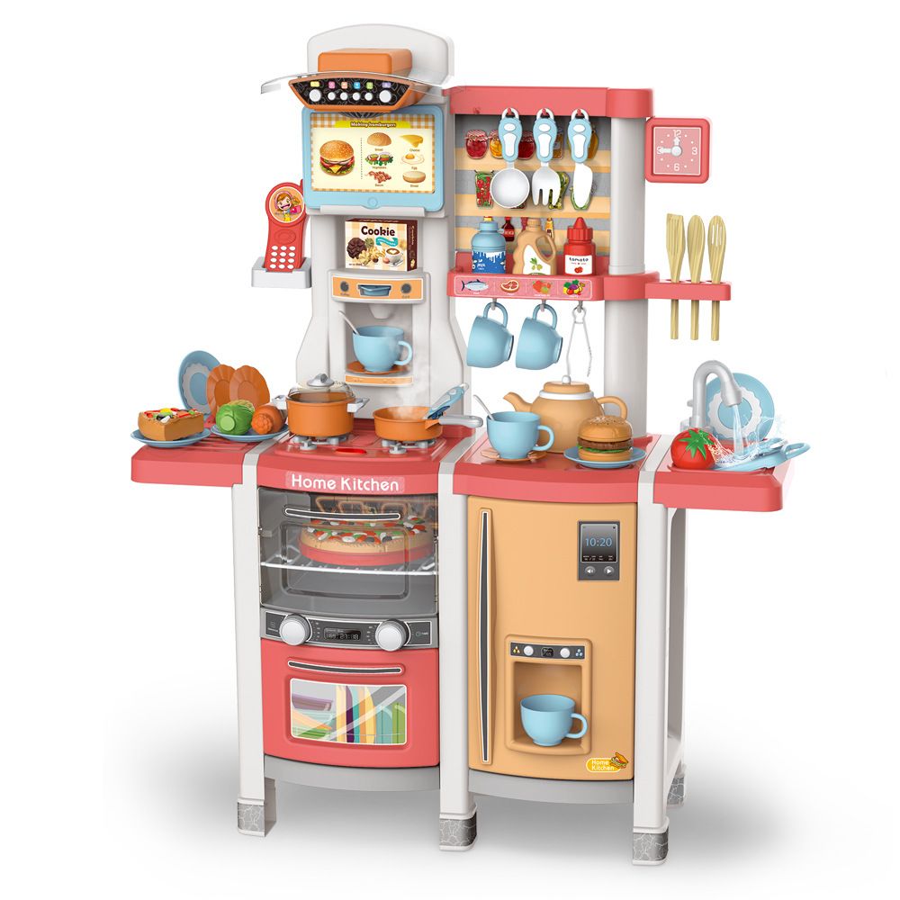 Игровой набор Home Kitchen Кухня с водой, 65 аксессуаров, высота 100 см MJL-87 / Красный