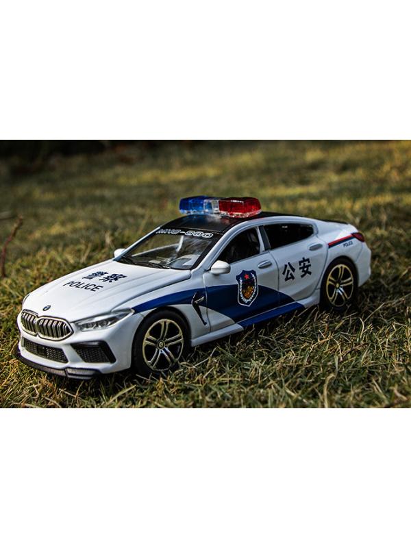 Машина металлическая ChiMei Model 1:32 «BMW M8 Police» 16 cм. CM318, инерционная, свет, звук / Микс