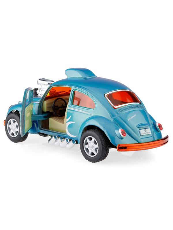 Металлическая машинка Kinsmart 1:32 «Volkswagen Beetle Custom Dragracer» KT5405D инерционная / Голубой