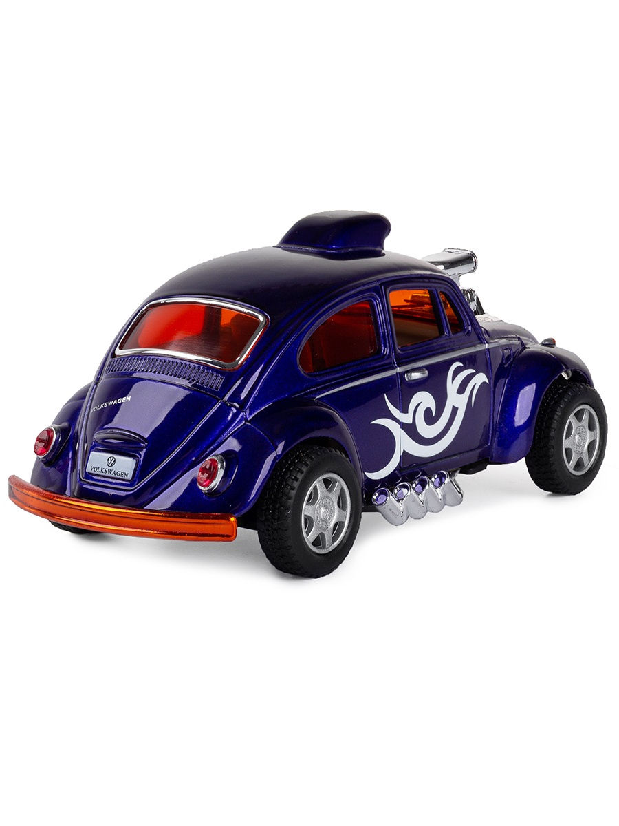 Металлическая машинка Kinsmart 1:32 «Volkswagen Beetle Custom Dragracer» KT5405D инерционная / Фиолетовый