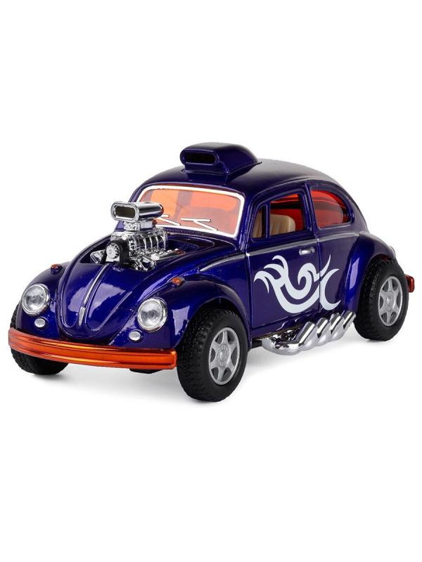 Металлическая машинка Kinsmart 1:32 «Volkswagen Beetle Custom Dragracer» KT5405D инерционная / Фиолетовый