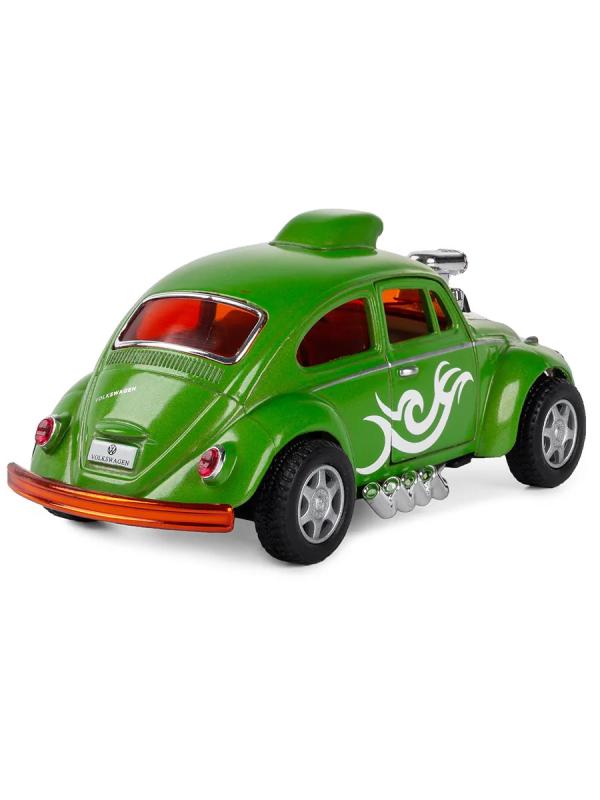 Металлическая машинка Kinsmart 1:32 «Volkswagen Beetle Custom Dragracer» KT5405D инерционная / Зеленый