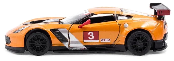Машинка металлическая Kinsmart 1:36 «2016 Chevrolet Corvette C7.R Race Car» KT5397D инерционная / Оранжевый