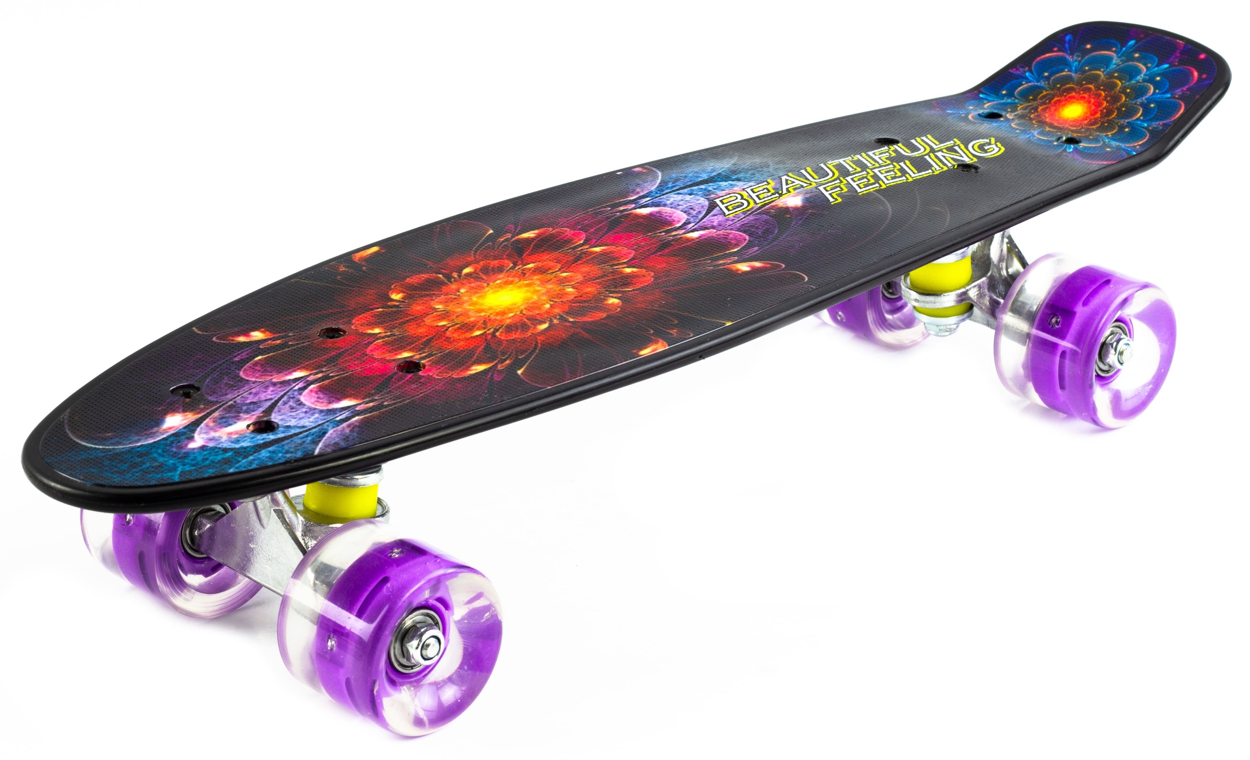 Пенни Борд со светящимися колесами, 57 см. S00408 / Черный