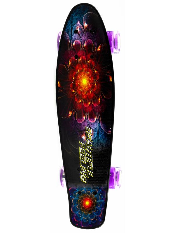 Пенни Борд со светящимися колесами, 57 см. S00408 / Черный