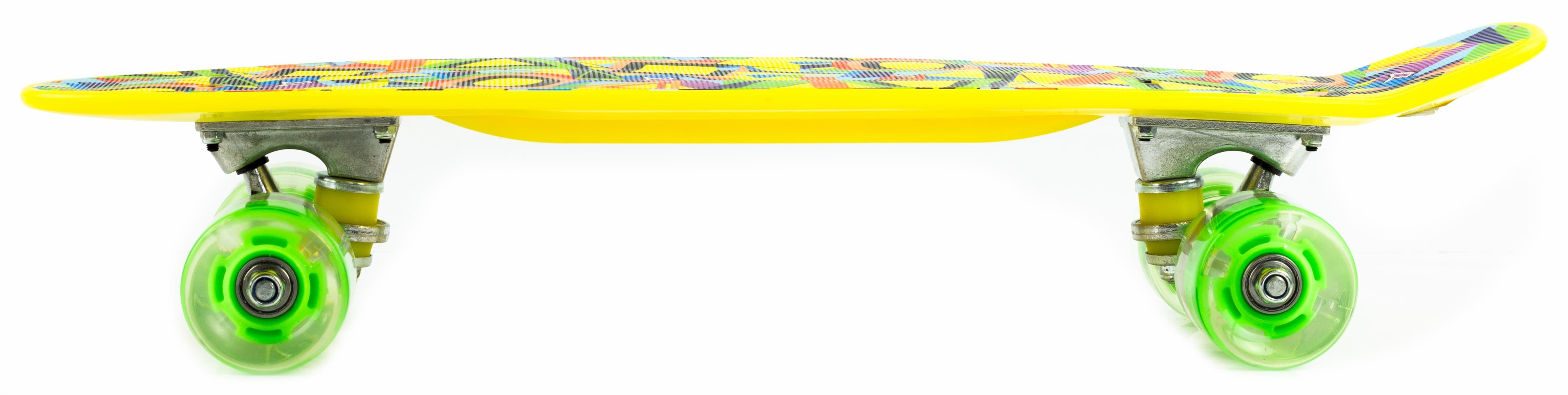 Пенни Борд со светящимися колесами, 57 см. S00408 / Желтый с зелеными колесами