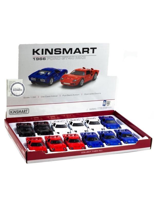 Металлическая машинка Kinsmart 1:32 «1966 Ford GT40 MKII» KT5427D, инерционная / Белый
