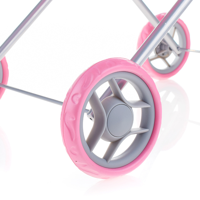 Детская коляска c люлькой-переноской для кукол 43 см Melobo, металлическая 9308 / Розовый