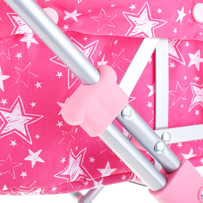 Детская коляска c люлькой-переноской для кукол 43 см Melobo, металлическая 9308 / Розовый