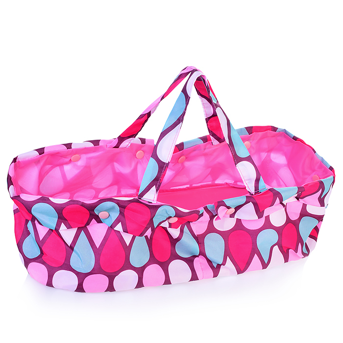 Детская коляска c люлькой-переноской для кукол 43 см Melobo, металлическая 9308 / Розовый