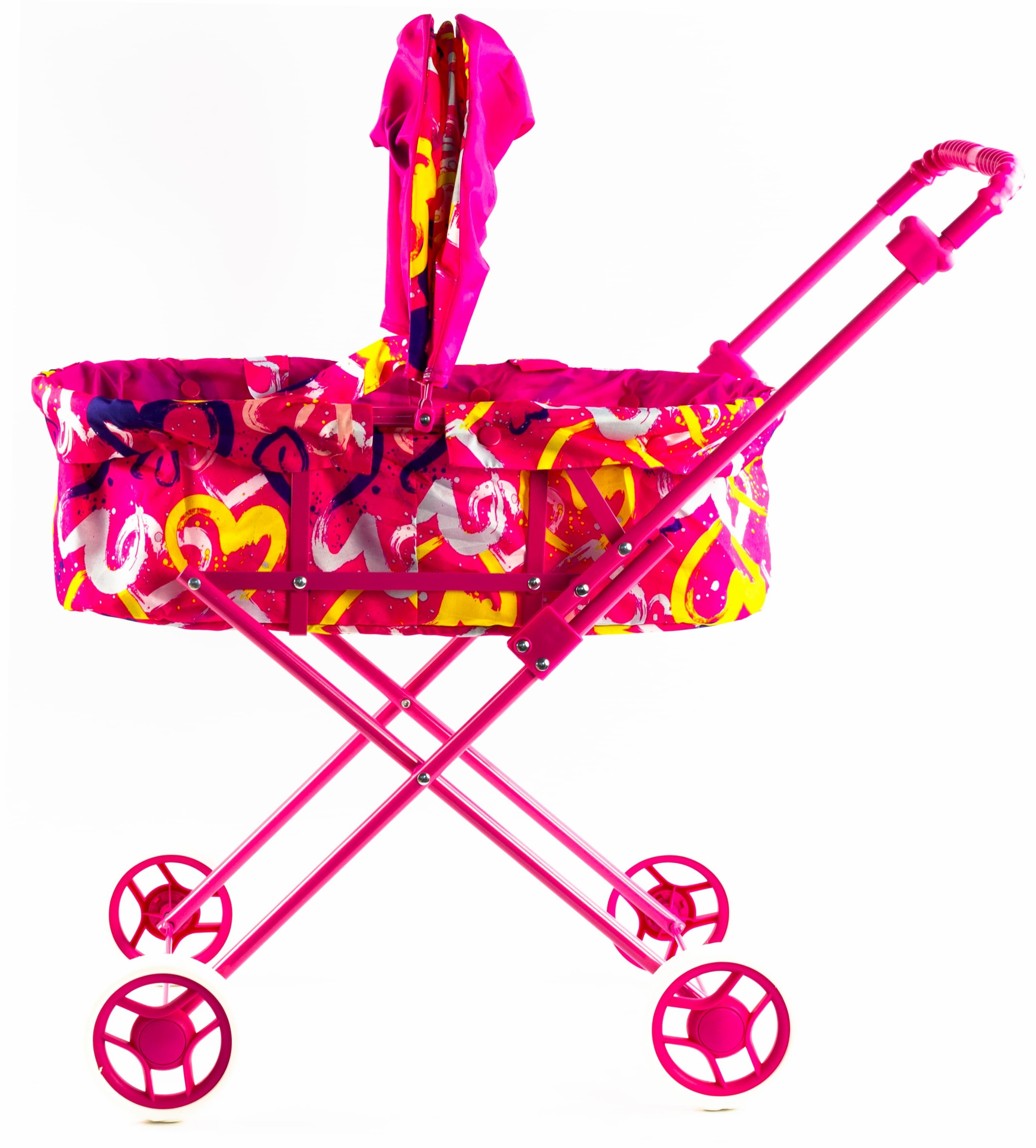 Детская коляска c люлькой-переноской для кукол 43 см Melobo, металлическая 9308 / Розовый