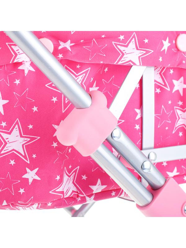 Детская коляска c люлькой-переноской для кукол 43 см Melobo, металлическая 9308 / Розовый