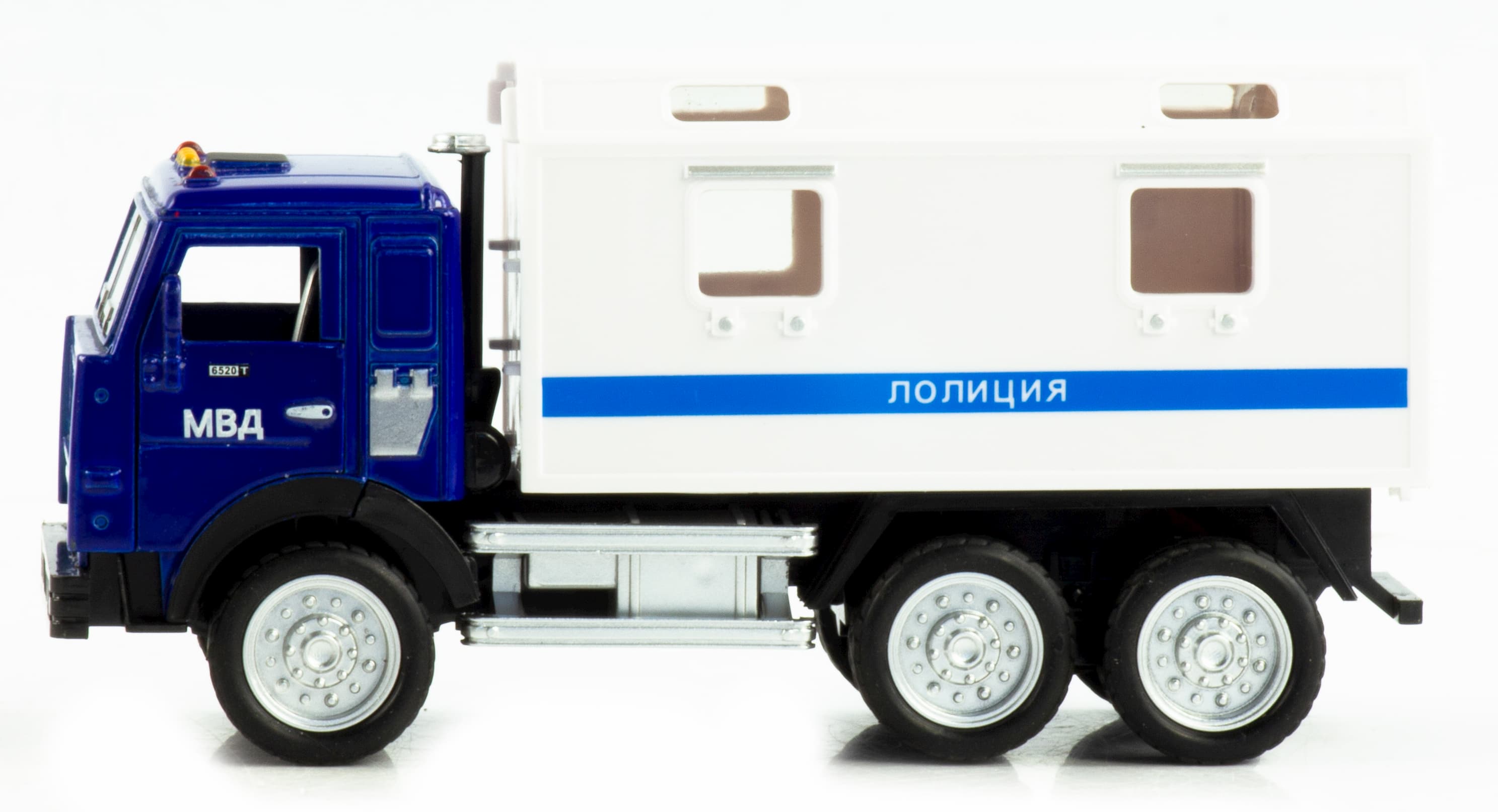 Машинка металлическая Wanbao «Камаз: Служебный фургон» 16,5 см., 670BD, инерционная, свет, звук / Полиция