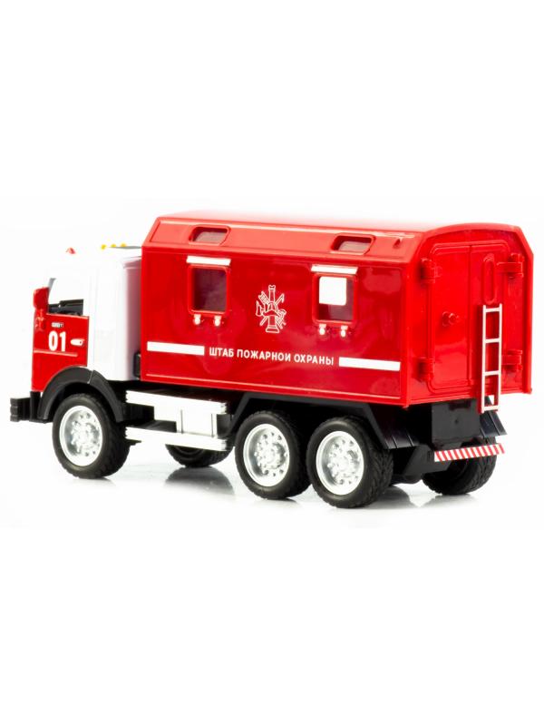 Машинка металлическая Wanbao «Камаз: Служебный фургон» 16,5 см., 670BD, инерционная, свет, звук / Штаб пожарной охраны
