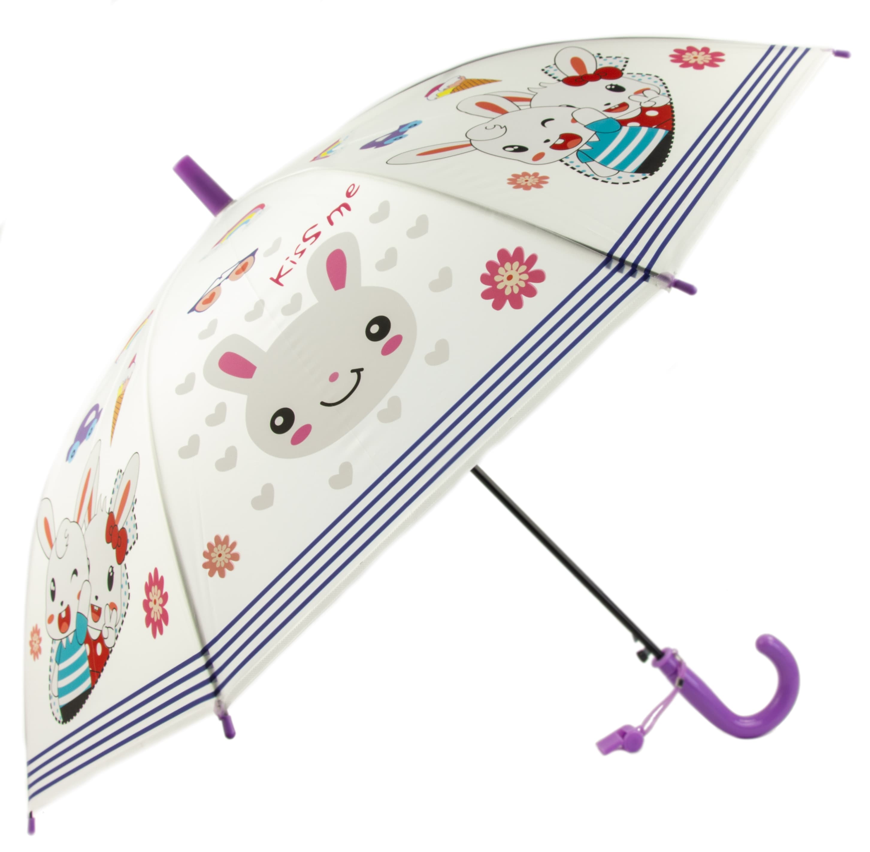 Зонтик детский со свистком, полуавтомат, 80 см., 43413 / Микс