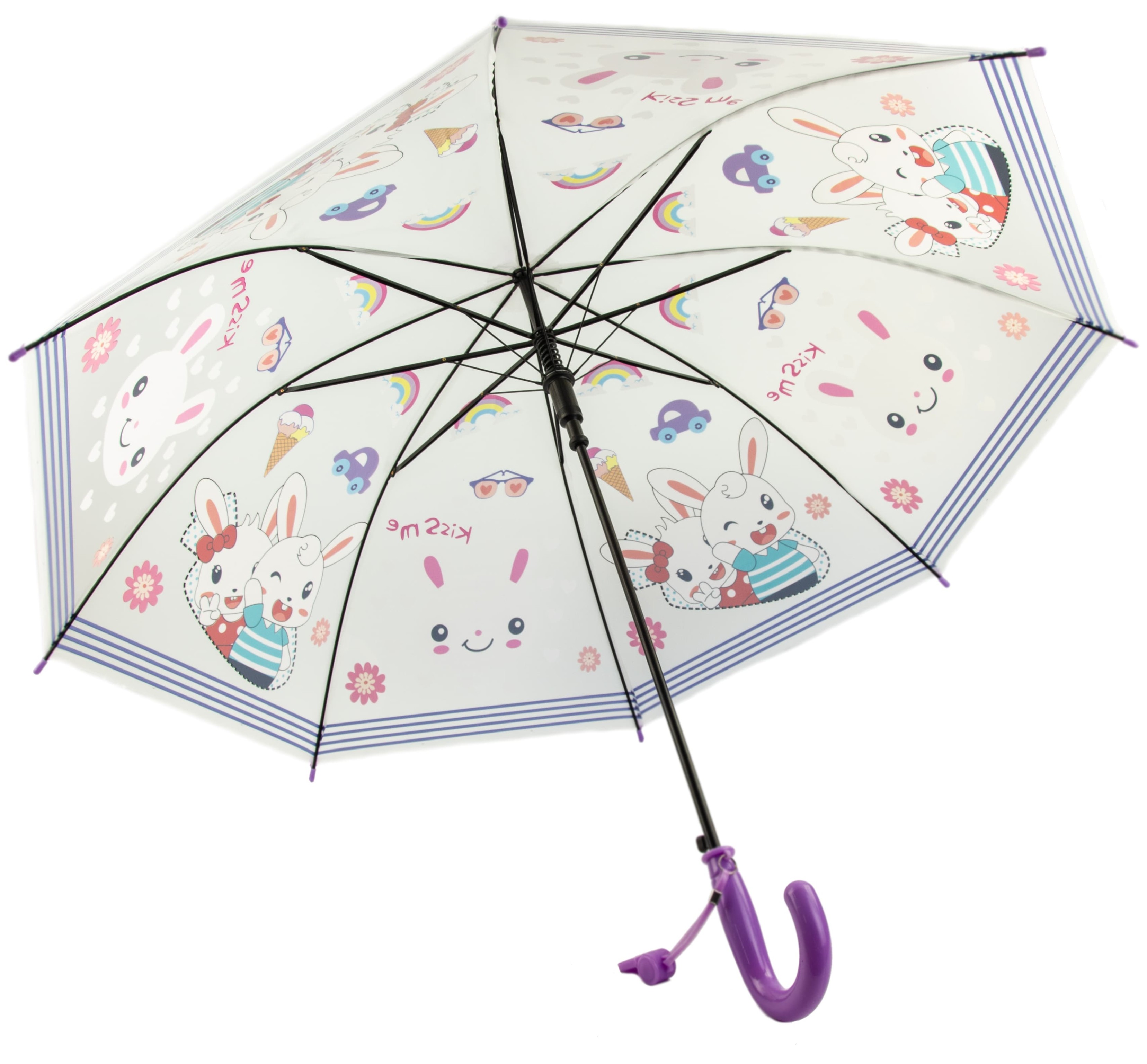 Зонтик детский со свистком, полуавтомат, 80 см., 43413 / Микс