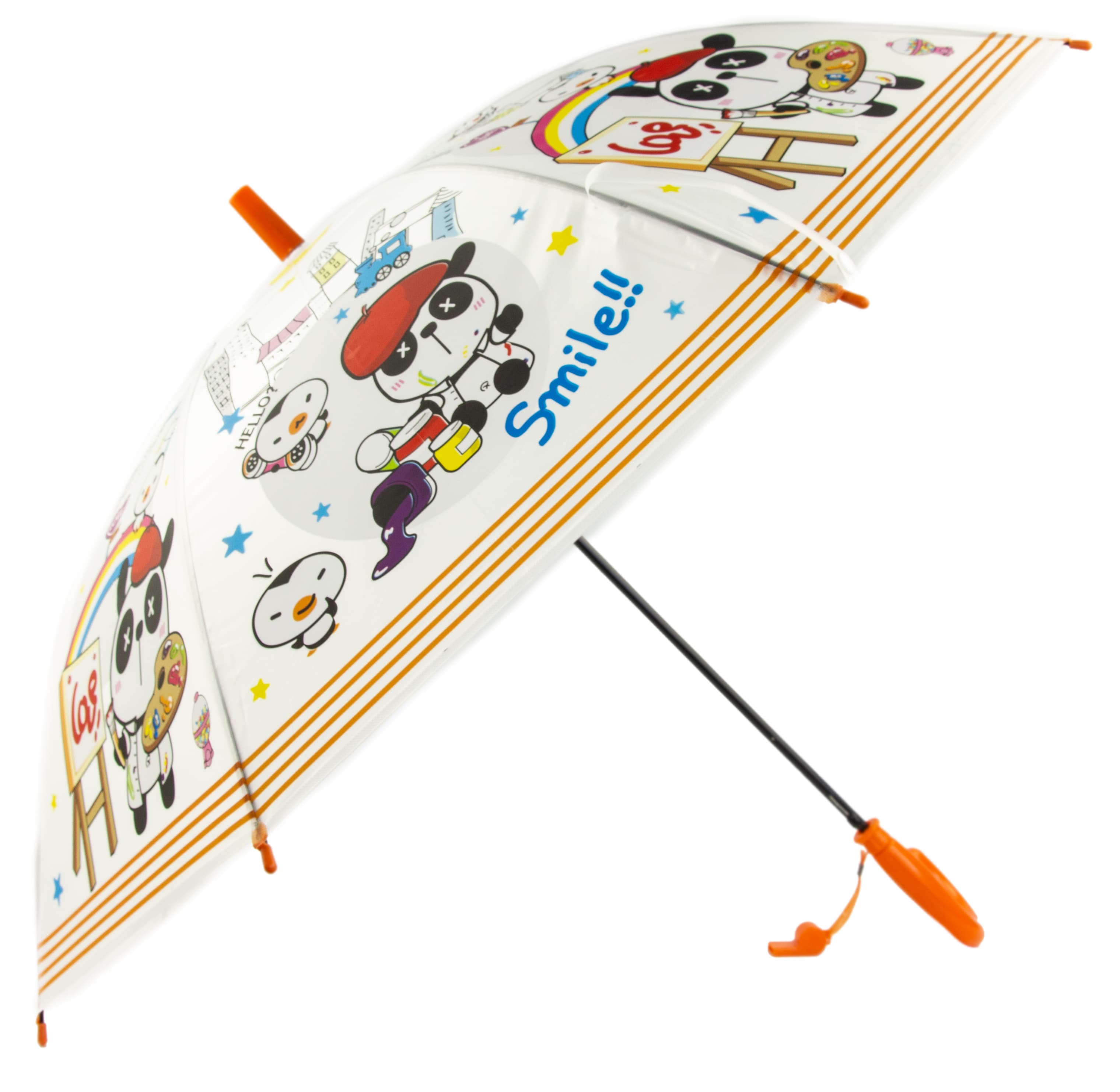 Зонтик детский со свистком, полуавтомат, 80 см., 43413 / Микс