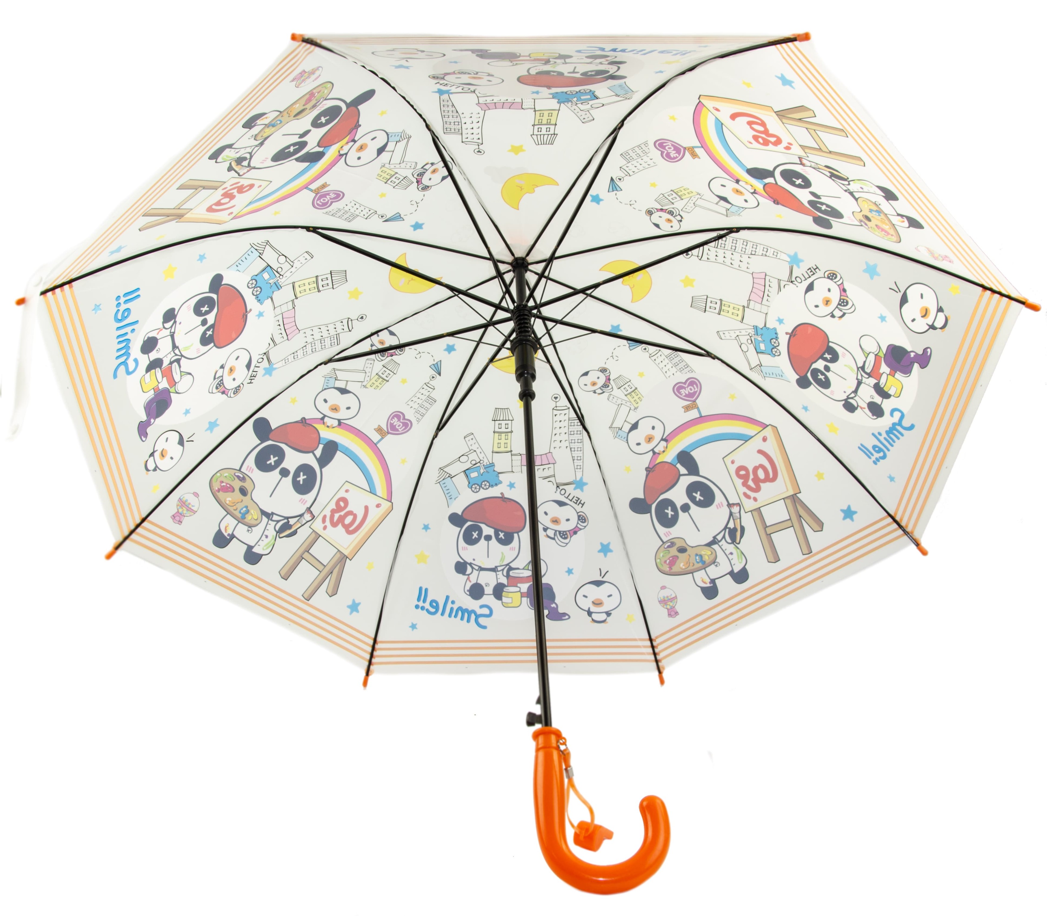 Зонтик детский со свистком, полуавтомат, 80 см., 43413 / Микс