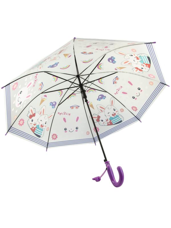 Зонтик детский со свистком, полуавтомат, 80 см., 43413 / Микс